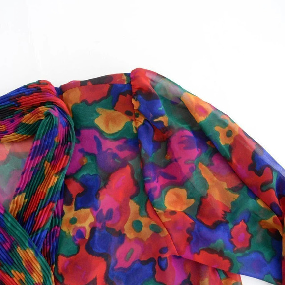 Vintage Braemar by Jeremy Scott Sheer Floral Button Down Shirt Blazer - Picture 10 of 13